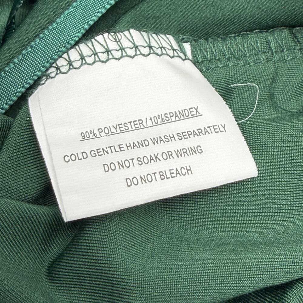 Hello Molly Maxi Dress Green Satin Wrap Slit Formal Evening Size Small USA - Picture 10 of 11